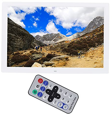 17 Zoll Digitaler Bilderrahmen,1440x900 16:10 LED Display Elektronischer Bilderrahmen mit Infrarot Fernbedienung,Unterstützungsuhr, Kalender, Wecker, Zeitschalter(Weiß)