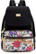 YANAIER Damen Rucksack Wasserdichte Nylon Schultaschen Leichtgewicht Reiserucksack Rucksackhandtasche Daypack für Alltag Büro Schule Shopper Weiße Tulpe