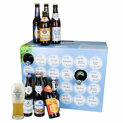 Bavariashop | Bayerischer Biergarten Bier-Box | 23 Biersorten aus Bayern im Tasting-Set | Männer-Geschenk | Geschenkidee Vater