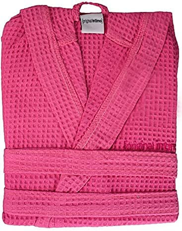Corredocasa Accappatoio Unisex Uomo/Donna Modello in Nido d'Ape - Cappuccio e Cintura - 100% Cotone - Super Assorbenza Made in Italy (L, FUCSIA)