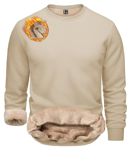 TACVASEN Herren Warme Fleece Pullover Sweatshirts Winter Langarm Shirts mit Fleecefutter