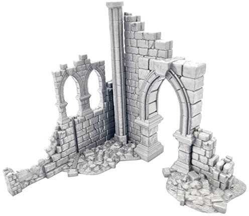 QP3D – Mur de Construction ruiné, Paysage de Terrain pour Table et RPG 28-32 mm, Accessoires de Jeu de Guerre pour Miniatures, DND D&D, Impression 3D et Peinture Possible, terrains de Jeux de Table