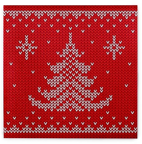 Sovie HORECA Weihnachtsserviette Ted in Rot aus Linclass® Airlaid, 40x40cm, Einweg Serviette Strickdesign, ideal für Advents- & Weihnachtsfeiern, 50 Stück