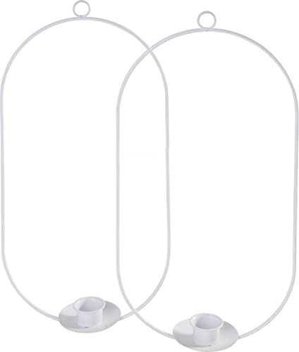 VBS Metallring Moora Oval 15 x 30 cm 2er Set Stabkerzenhalter Weiß