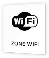 DECOHO - Pictogramme panneau signalétique borne Wifi - panneau PMMA noir - format 9x9 cm - signalisation intérieure et extérieure - Blanc