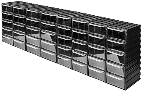 Coffret de rangement à tiroirs Coffret d'assortiment - 40 pièces Tiroirs transparents - 425 x 135 x 350 mm Magasin de petites pièces 2 modules