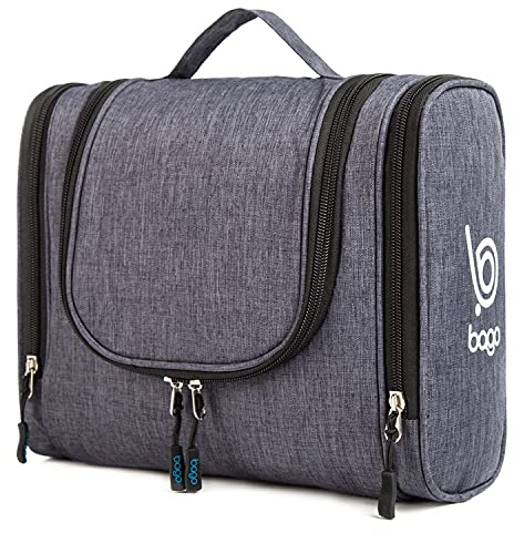 Bago Travel Toiletry Bag for Women and Men X-Large Waterproof Hanging Large Toiletry Bag for Bathroom and Travel Bag for Toiletries Organizer - Makeup Bag (SnowBlack)