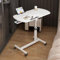 Lvhecforhm Laptoptisch Höhenverstellbar, Weiß Klappbarer Bett Beistelltisch Sofatisch mit Rollen, 360° Drehbar Heben Laptopständer Mit Kleiner Schublade, Holz Stehpult Laptop Tisch für Sofa 60x40CM