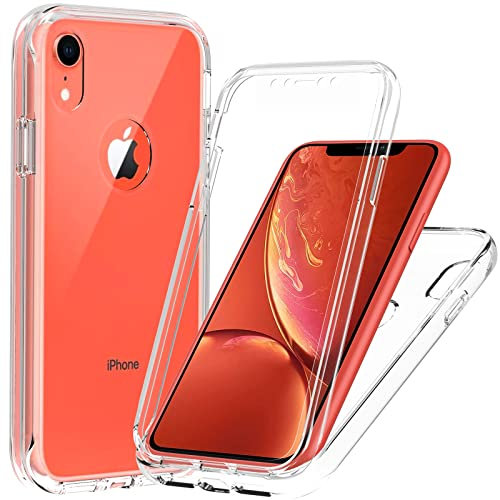 OWKEY for iPhone XR Case, [Military Grade Drop] 360° Full Body Silikon Rugged Bumper Case with Built-in Soft PET Screen Protector, Shoockproof Cover Phone Case for iPhone XR 6.1 inch, Crystal Clear