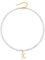 TINGN Halskette Damen Gold Kette mit Buchstaben, 14K Vergoldet Perlen Kette Halskette Choker Kette für Frauen Freundin Halskette Anhänger Initialen Halskette Damen Schmuck Geschenke (K)