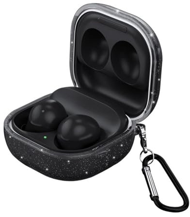 GIOPUEY Clear Cover Compatibile con Samsung Galaxy Buds FE/Buds Pro/Buds Live/Buds 2/Buds 2 Pro, Custodia TPU, Ultrasottile Case Cover, Antiurto, Resistente ai Graffi - Bling transparent black