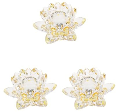 3 Set Kristall Lotus Blume Handwerk Briefbeschwerer Glas Lotus Modell Gelb