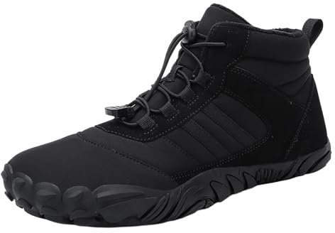 Barfuss Schuhe Damen Breite Schwarz Barfussschuhe Herbst Frau Barfußschuhe Winter Sneaker Wasserdicht Leder Wasserschuhe Wanderschuhe Winterbarfußschuhe Outdoor Gefütterte