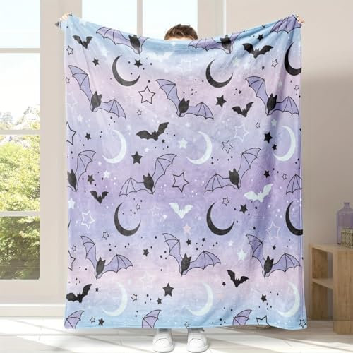 Kuscheldecke Flauschig Lila Fledermaus Fleecedecke Decke Sofa,Warm Sherpa Sofaüberwurf Decke, Decke Flauschig Mikrofaser Wolldecken für Couch