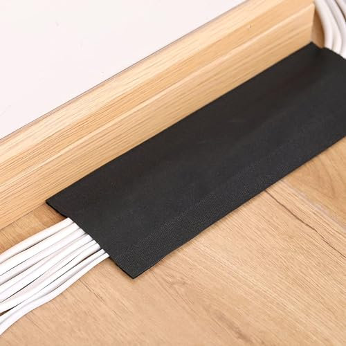 RAKKYO Schwarze Stoff-Kabelabdeckung, Wohnmobil, Wohnmobil, Boden, Wand, Schreibtisch, Ecke, Stromkabel-Management, Keine Stolpersicherheit, wiederverwendbarer Kabelkanalschutz (Size : 1m(3ft))