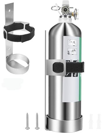 Searoam Feuerlöscher-Halterung aus Edelstahl, robust und langlebig, mit verstellbaren Riemen, universell montierbar, für Feuerlöscher bis 8,9 cm Durchmesser, Silber