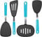 4 Pack Silicone Spatulas for Non Stick Frying Pan, GEEKHOM Kitchen Cooking Utensils Set 600F Heat Resistant Spatula Turner Extra Large Flexible, Spatula Flipper for Pancake, Eggs, Fish, Omelet, Blue