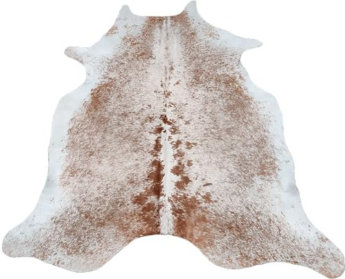 Aunique Hides Echter Salz und Pfeffer brauner Rindsleder-Teppich – zeitlose Eleganz für Ihr Wohnzimmer, Schlafzimmer, Esszimmer usw. – authentisches Kuhfell – (1,8 m x 1,5–1,8 m)