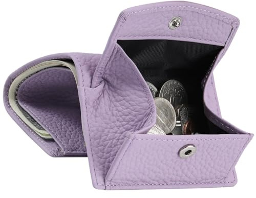 Karmiir RFID Bloquage Petit Portefeuille en Cuir pour Femmes avec Poche de Pièce de Monnaie, Mini Trifold Femmes Portefeuille avec Cash Slot et Porte-Cartes, Minimaliste, Violet Clair