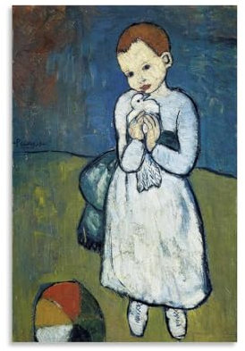 HBEOOP Pablo Picasso berühmte Farbe (Kind mit Taube), Poster, Leinwandkunst und Wandkunst, Bilddruck, moderne Familienschlafzimmer-Dekoration, 30 x 45 cm