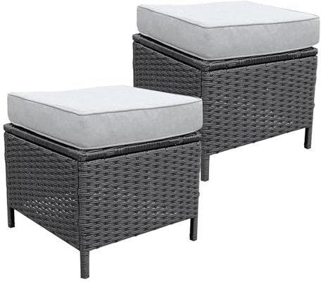 Calma Lux® Frei kombinierbare Einzelteile für Gartenmöbel Sitzgruppe Lounge Sitzgarnitur DIY aus Poly Rattan freie Wahl (Kleiner Hocker 2pcs)