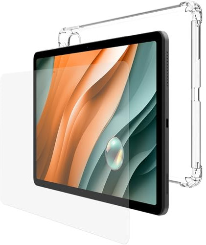SPC Gravity 5 Protection Pack – Funda Silicona Transparente + Cristal Templado para SPC Gravity 5 y Gravity 5 Pro (11”) con Esquinas reforzadas, extrarresistente y Ligera