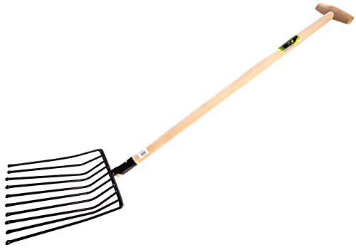 KOTARBAU® Fourchette à Pommes de Terre Fourche de Jardin 10 Dents Fourche à Bêcher avec Manche en Bois 133 cm Fourche à Compost à Fumier Outil de Jardinage Accessoire de Jardin