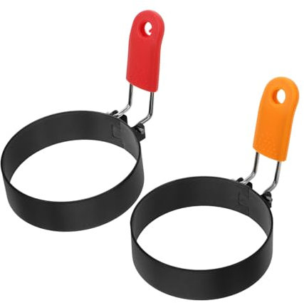 HOLIDYOYO 2 Stück Antihaft Pfannkuchen Eierringe Für Bratpfanne Omelette Ring Eier Backzubehör Eierringe Zum Braten Von Eiern Runder Kuchenring Eierkocher Pfannkuchen Und Tortenring