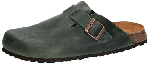 Lico Herren Pantolette Bioline Clog Leather, Dunkelgrün, 47 EU