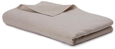 URBANARA Tolosa Bettlaken 275x275 cm I 50% Leinen & 50% Baumwolle I Nachhaltiges Halbleinen Betttuch Made in Portugal Oeko Tex Zertifiziert I Ohne Gummizug (180-200x200 cm Matratze) - Natur