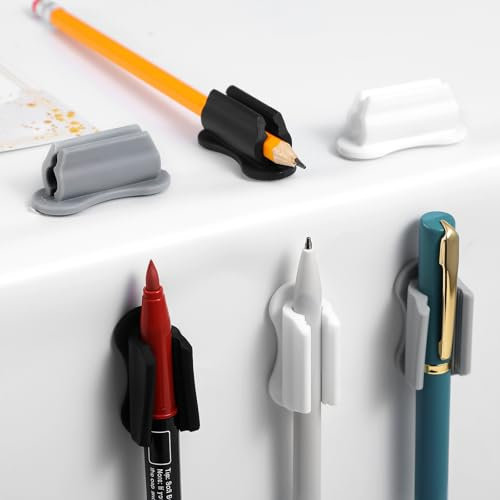 Ptwola 9 Stück Klebender Stifthalter für die Wand Selbstklebender Kugelschreiber Marker Halter Silikon Klebender Stifthalter für Schreibtisch-Organizer Lehrer Schüler Ärzte Klemmbrett