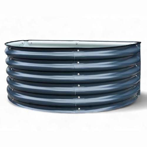 Hochbeet Garten Balkon optionaler Gewächshausaufsatz | stahlverzinktes & pulverbeschichtetes 0,6mm Metall anthrazit - Edelstahlschrauben (240L Hochbeet halbrund)