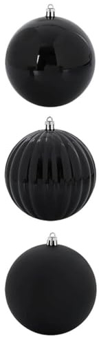 vidaXL Christmas Bauble Set 3 pcs Black, Living Room Decor, Traditional Christmas Baubles, Modern Ornaments, Holiday Tree, Elegant Seasonal Decorations