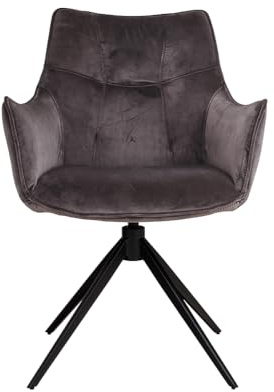 AVISSIMO Lunetta Esszimmerstuhl, 360° drehbar mit Rückholfunktion, Metallgestell, bequem, für Esszimmer & Wohnzimmer, grau (2er Set)