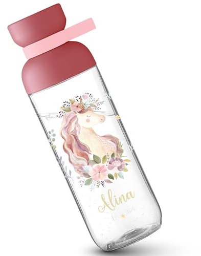 Shirtracer Mepal Trinkflasche Kinder personalisiert Einhorn floral Name | Rosa, 700 ml, Erstklässler, Einschulungsgeschenk, spülmaschinenfest, auslaufsicher, Schulkind, für Mädchen, Schulstart