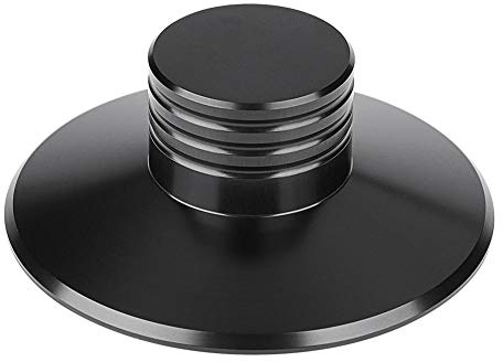Ticfox Estabilizador para Tocadiscos de Aluminio, Estabilizador de Disco de Metal, Abrazadera de Peso de Placa de Rotación, Reduce Las Vibraciones para Tocadiscos (Negro)