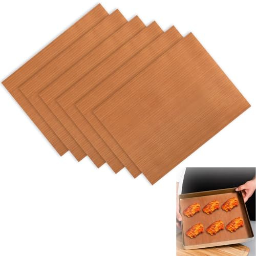 6PCS Teflon Oven Liner, Reusable Non Stick Baking Paper Oven Mat 30x40cm | Non-Stick Heat Resistant for Baking Tray Liner, Bread, Biscuits, Meat, Baking