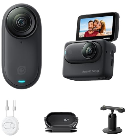 Insta360 GO 3S 128GB - 4K Tiny Portable Vlogging Camera, Hands-Free POVs, Mount Anywhere, Stabilization, 140 Min Battery Life, 10m Waterproof, AI Editing, Black