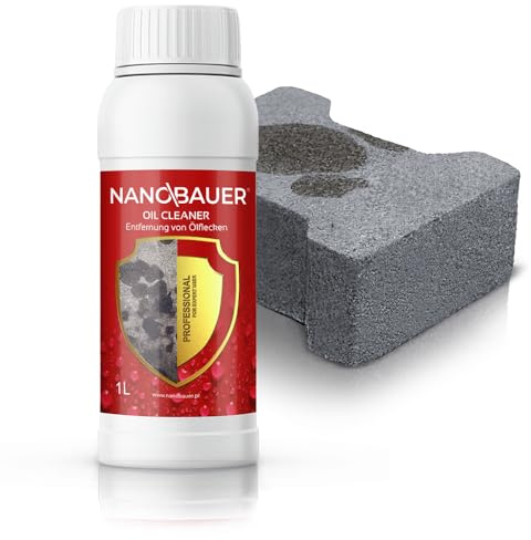 Oil Cleaner Entferner für Ölflecken | NANOBAUER Oil Cleaner | Außenreiniger für Pflastersteine, Beton und Garagenzufahrten | Effektiver Ölfleckenentferner | 1L