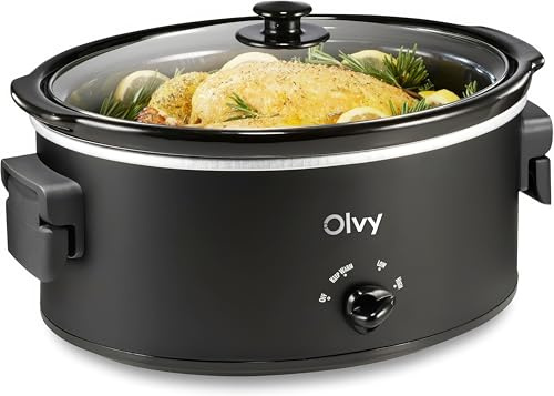 Olvy Slow Cooker - Pentola elettrica per cucinare a fuoco lento, 6 l