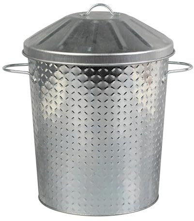 CrazyGadget® Metal 15 Litre 15L Small Tapered Round Colour Recycle Dustbin Paper Rubbish Waste Bin with Lid (Galvanised)