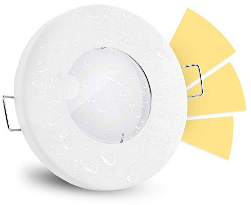 linovum® fourSTEP Einbauleuchte weiß Bad flach dimmbar ohne Dimmer inkl. LED GU10 5W warmweiß 230V IP65