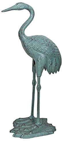 Teichfigur Fischreiher Vogelfigur Gusseisen Reiherschreck Grün Gartenfigur 76cm 9kg lta351 Palazzo Exklusiv