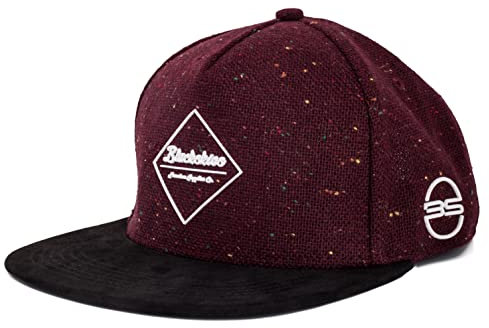 Blackskies® Ares Snapback Cap | Herren und Damen Schirm Kappe | Premium Baseball Mütze Basecap Gum Spot Brand Logo Wolle Weinrot Cap – Männer Frauen Unisex Streetwear Outdoor Sommer Freizeit