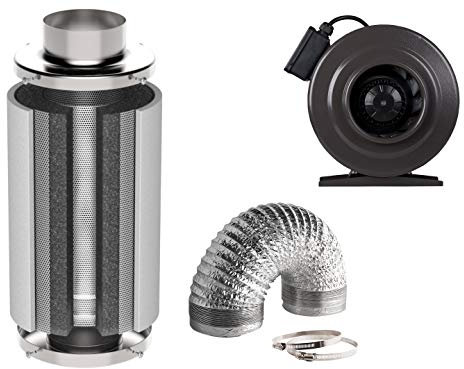 Abluft Set mit regelbaren Lüfter und Aktivkohlefilter: Set Abluft Set Growbox Indoor Pflanzenzucht (1220m³h) …