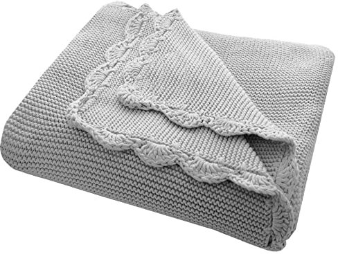 Bio Baby Kuscheldecke 100% Bio-Baumwolle (kbA) GOTS zertifiziert, Hellgrau Melange, 80 x 100 cm
