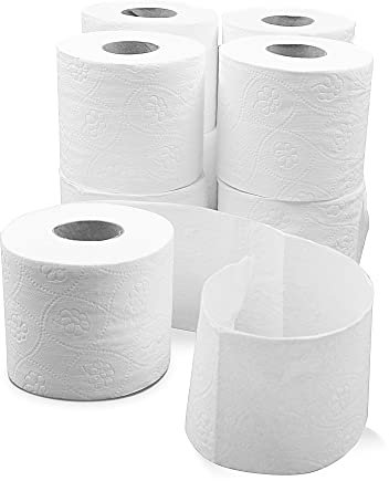 Defacto komfortables Toilettenpapier 3-lagig aus Zellstoff Weiß weich und reißfest, hygienisch, nachhaltig, umweltfreundlich, plastikfrei und aus hochwertigem Zellstoff mit FSC®-Lizenz 64 Rollen