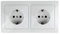 Interruptor doble con base schuko color blanco 10AX,16A,250V. (2 TOMAS)