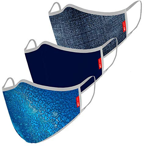 AZX protech Stoffmasken, Waschbare, Wiederverwendbar, Filtrationsgarantie 50 Waschungen - Erwachsenenmaske, Kinder-Teenager-Maske mit Hohe Filtrationsqualität - Packung x3 sortiert