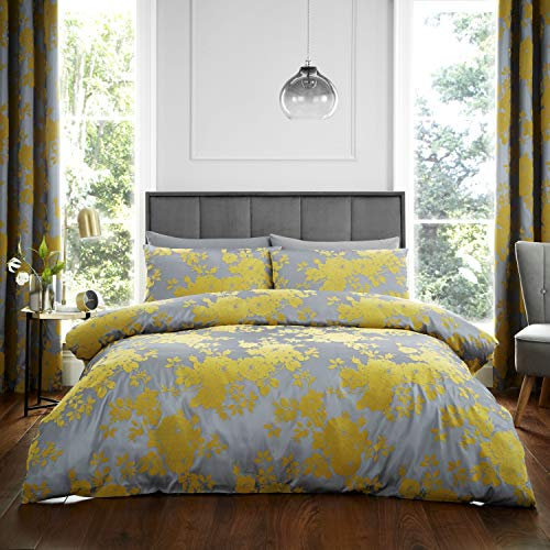 Catherine Lansfield Velvet Rose King Duvet Set Ochre